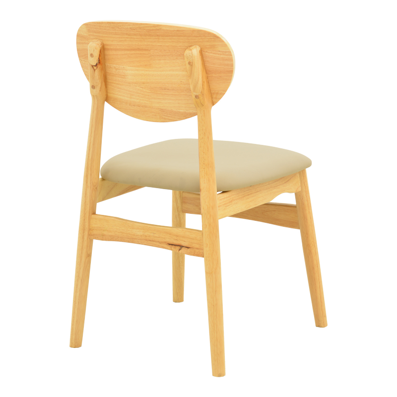 Καρέκλα Cardith pakoworld rubberwood-plywood σε φυσική απόχρωση-pu μπεζ 48x51x78εκ 3