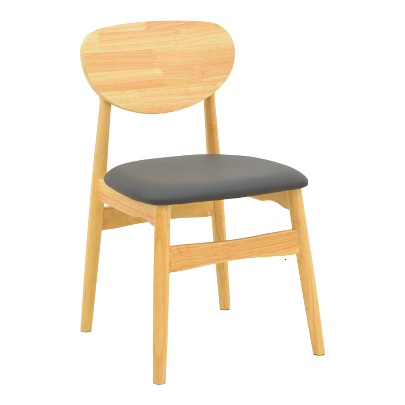 Καρέκλα Cardith pakoworld rubberwood-plywood σε φυσική απόχρωση-pu μαύρο 48x51x78εκ 1