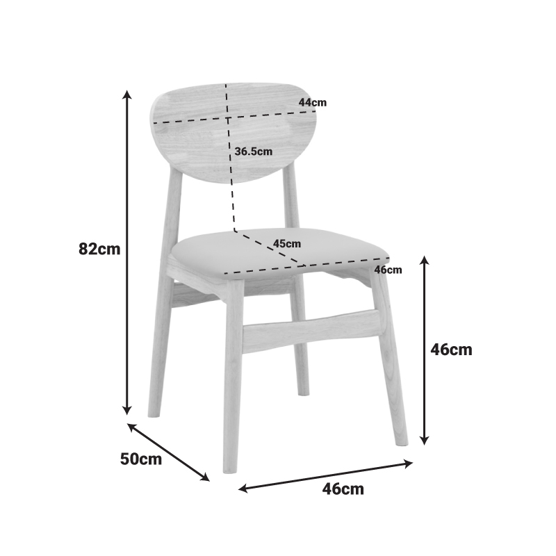 Καρέκλα Cardith pakoworld rubberwood-plywood σε φυσική απόχρωση-pu μαύρο 48x51x78εκ 2