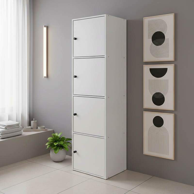 Ντουλάπι-στήλη Gabino pakoworld σε λευκή απόχρωση 40x39x158εκ 1