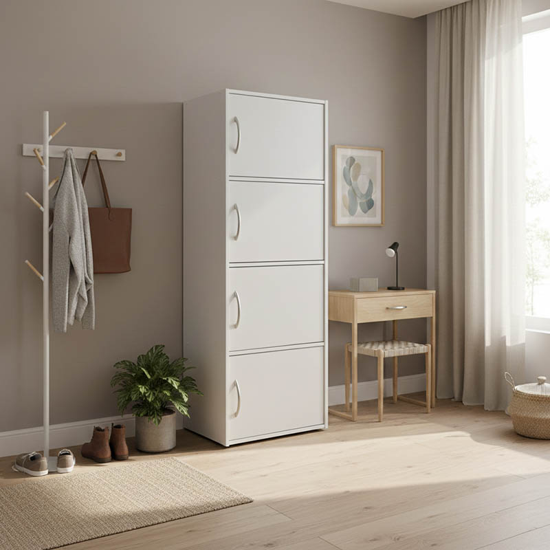 Ντουλάπι-στήλη Soline I pakoworld σε λευκή απόχρωση 40x34.5x120εκ 1