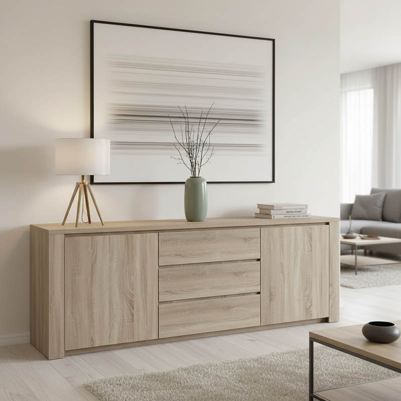 Μπουφές Kalya pakoworld σε sonoma απόχρωση 220x49x89.5εκ 1