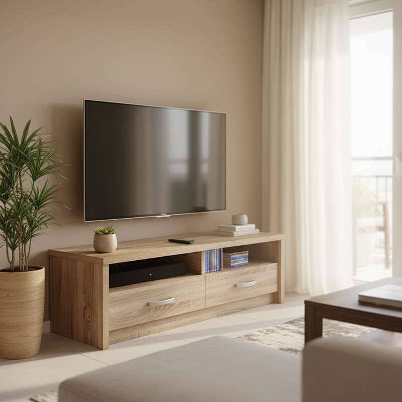 Έπιπλο τηλεόρασης Podizor pakoworld σε sonoma απόχρωση 120x45x42.5εκ 1