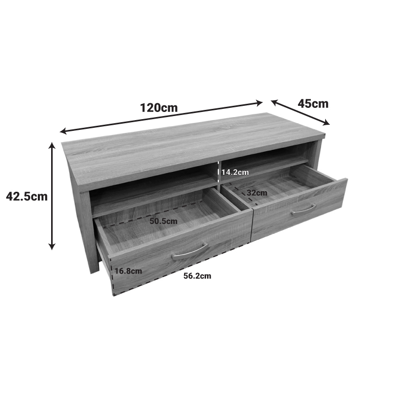 Έπιπλο τηλεόρασης Podizor pakoworld σε sonoma απόχρωση 120x45x42.5εκ 5