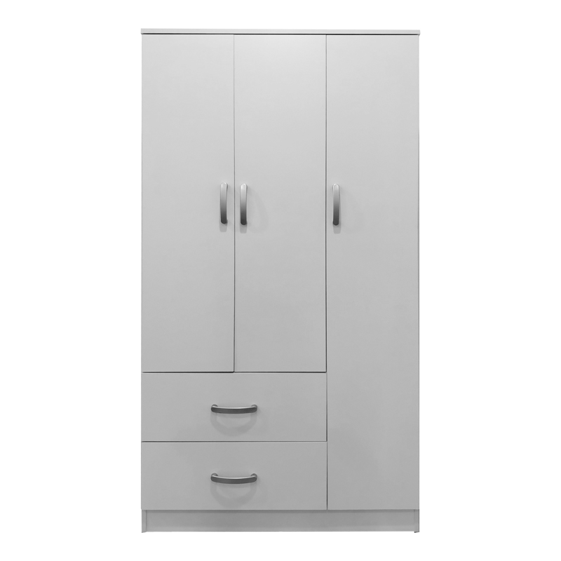 Ντουλάπα τρίφυλλη με 2 συρτάρια Athos pakoworld σε λευκή απόχρωση 90x42x180εκ 4