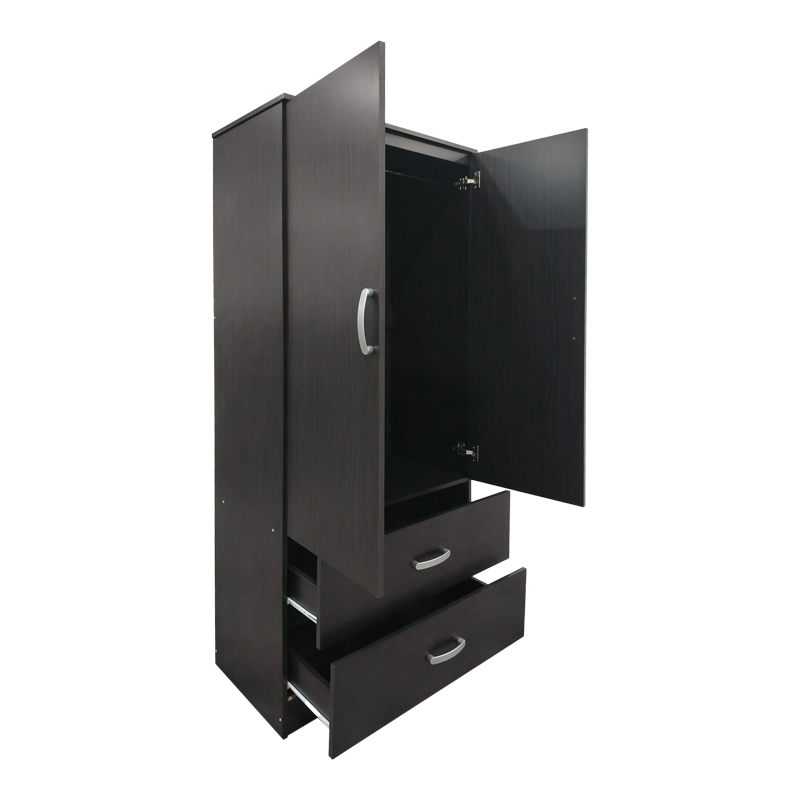 Ντουλάπα δίφυλλη με 2 συρτάρια Athos pakoworld σε wenge απόχρωση 80x42x180εκ 2