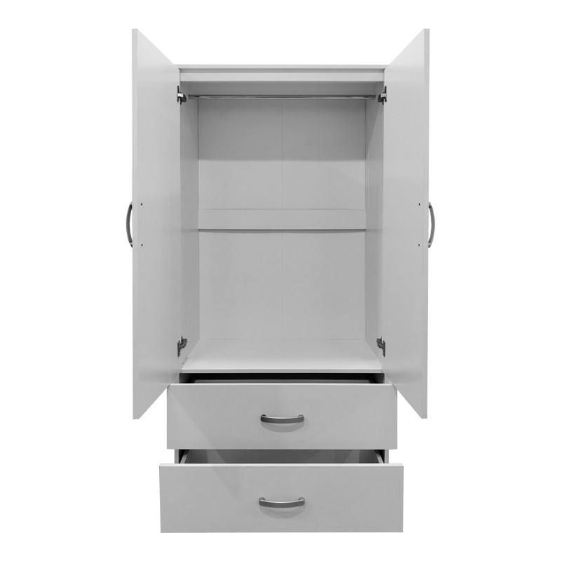 Ντουλάπα δίφυλλη με 2 συρτάρια Athos pakoworld σε λευκή απόχρωση 80x42x180εκ 3