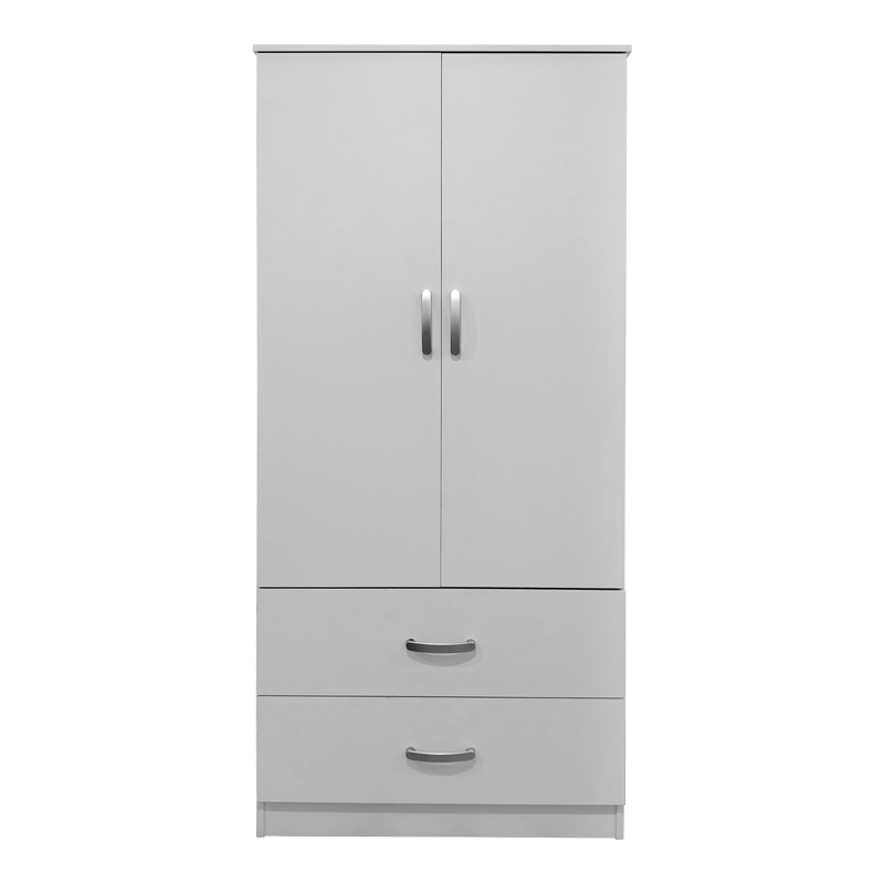 Ντουλάπα δίφυλλη με 2 συρτάρια Athos pakoworld σε λευκή απόχρωση 80x42x180εκ 4