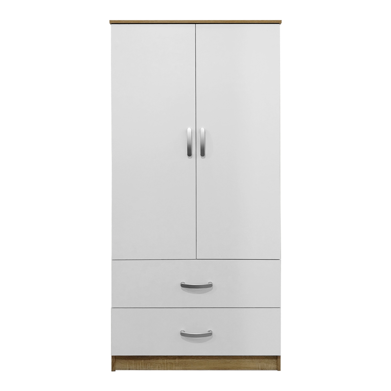 Ντουλάπα δίφυλλη με 2 συρτάρια Athos pakoworld σε sonoma-λευκή απόχρωση 80x42x180εκ 4