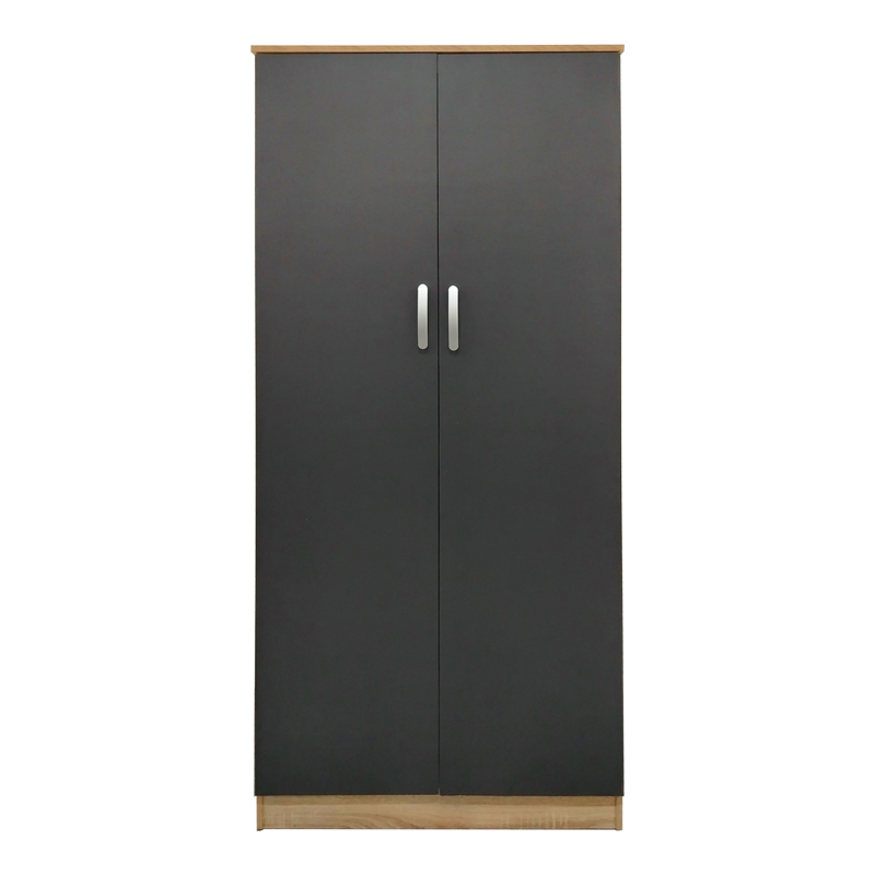 Ντουλάπα δίφυλλη Athos pakoworld σε sonoma-ανθρακί απόχρωση 80x42x180εκ 4