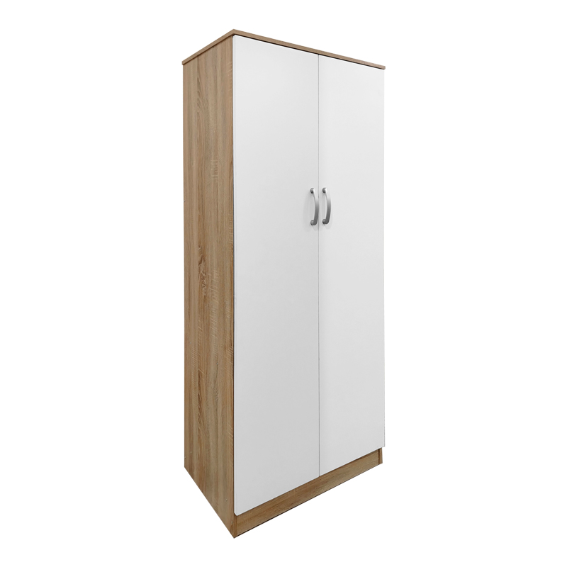Ντουλάπα δίφυλλη Athos pakoworld σε sonoma-λευκή απόχρωση 80x42x180εκ 1