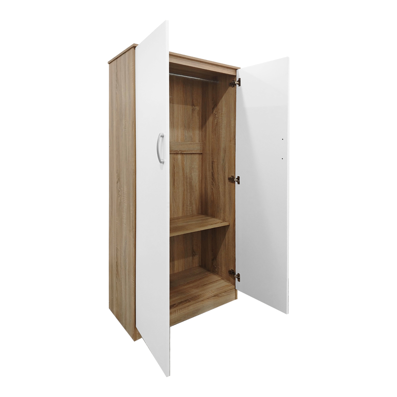 Ντουλάπα δίφυλλη Athos pakoworld σε sonoma-λευκή απόχρωση 80x42x180εκ 2