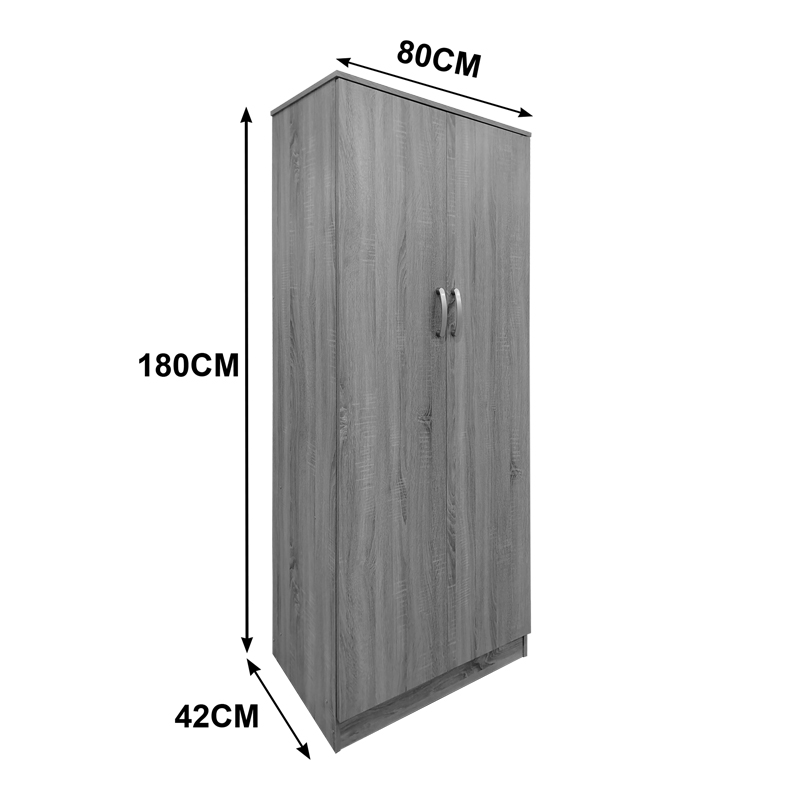 Ντουλάπα δίφυλλη Athos pakoworld σε sonoma-λευκή απόχρωση 80x42x180εκ 5