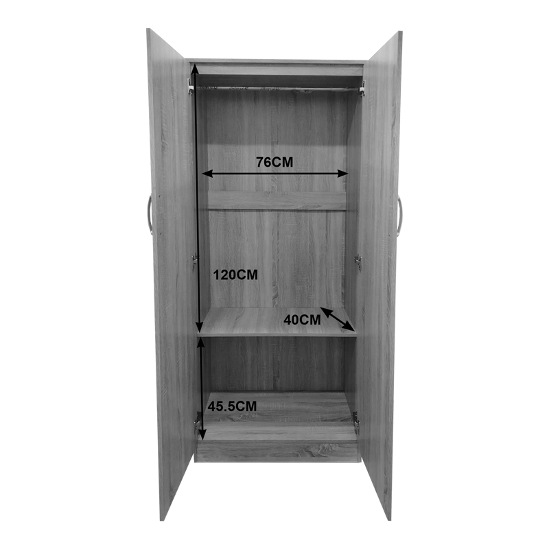 Ντουλάπα δίφυλλη Athos pakoworld σε sonoma-λευκή απόχρωση 80x42x180εκ 6
