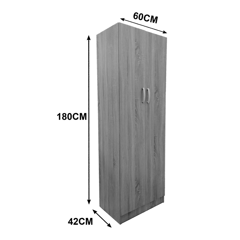 Ντουλάπα δίφυλλη Athos pakoworld σε sonoma απόχρωση 60x42x180εκ 5