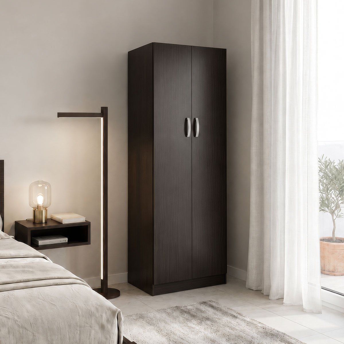 Ντουλάπα δίφυλλη Athos pakoworld σε wenge απόχρωση 60x42x180εκ 1