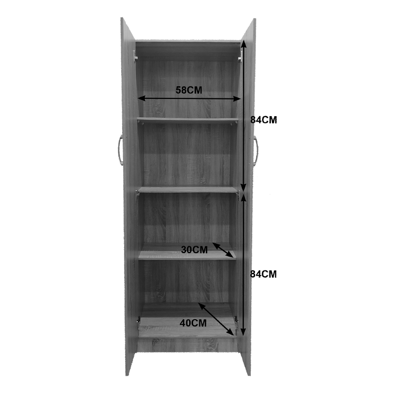 Ντουλάπα δίφυλλη Athos pakoworld σε sonoma-ανθρακί απόχρωση 60x42x180εκ 6