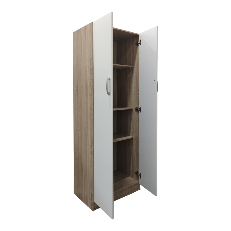 Ντουλάπα δίφυλλη Athos pakoworld σε sonoma-λευκή απόχρωση 60x42x180εκ 2