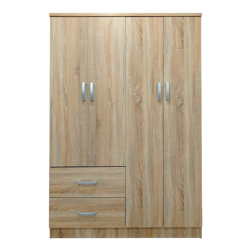 Ντουλάπα τετράφυλλη με 2 συρτάρια Athos pakoworld σε sonoma απόχρωση 120.5x42x181εκ 4