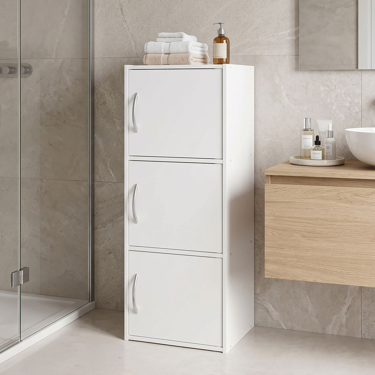 Ντουλάπι-στήλη Soline pakoworld λευκό 40x34.5x90.5εκ 1