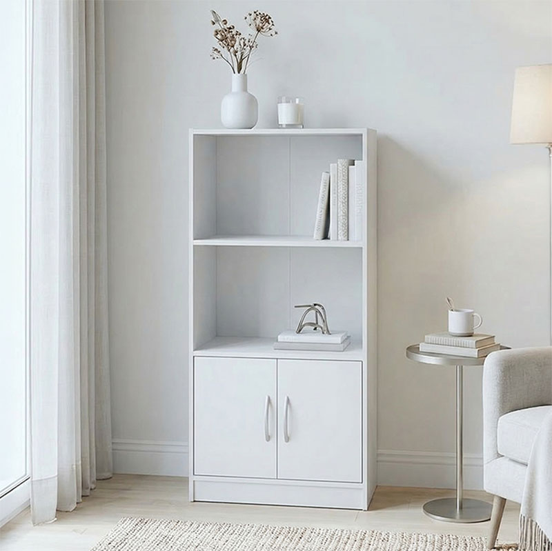 Βιβλιοθήκη Tekaro pakoworld λευκή 60x30x120εκ 1