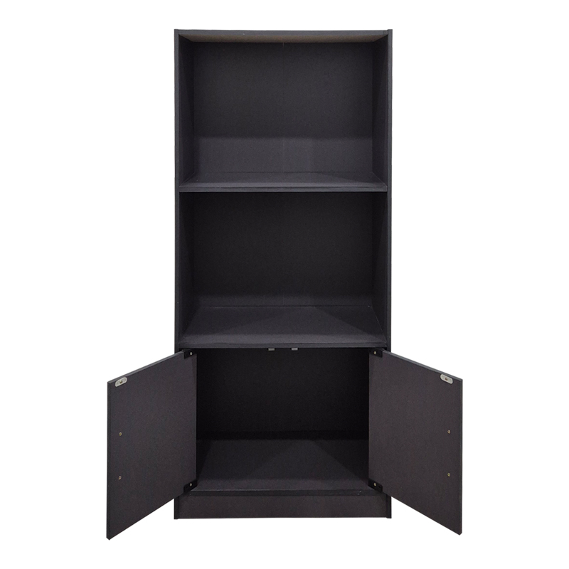 Βιβλιοθήκη Tekaro pakoworld ανθρακί 60x30x120εκ 3