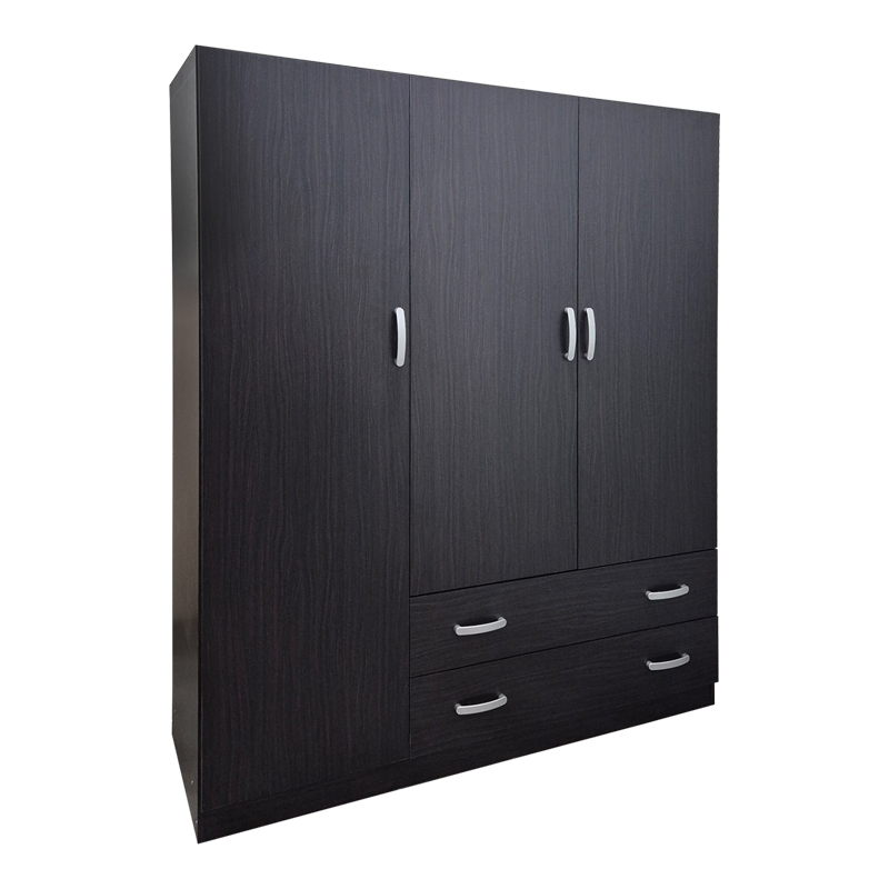 Ντουλάπα τρίφυλλη με 2 συρτάρια Alvia pakoworld wenge150x51x180εκ 1