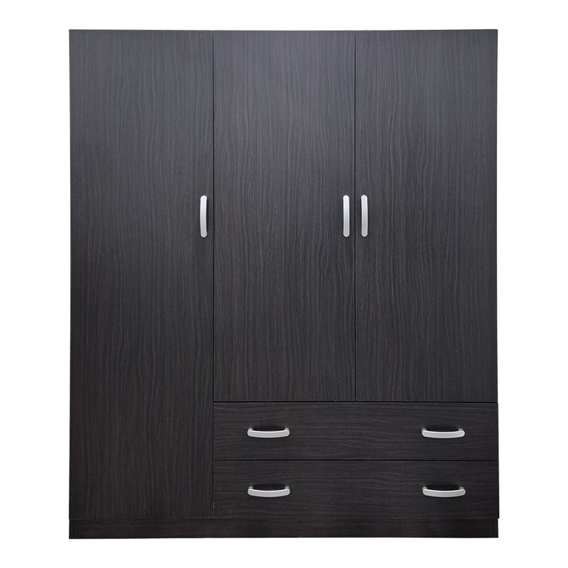 Ντουλάπα τρίφυλλη με 2 συρτάρια Alvia pakoworld wenge150x51x180εκ 3