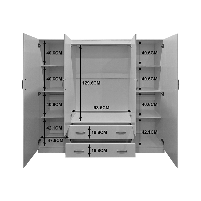 Ντουλάπα τετράφυλλη με 2 συρτάρια Alvia pakoworld sonoma 200x51x180εκ 4