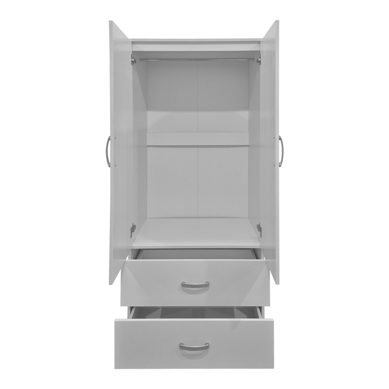 Ντουλάπα δίφυλλη με 2 συρτάρια Alvia pakoworld λευκή 80x51.5x180εκ 3