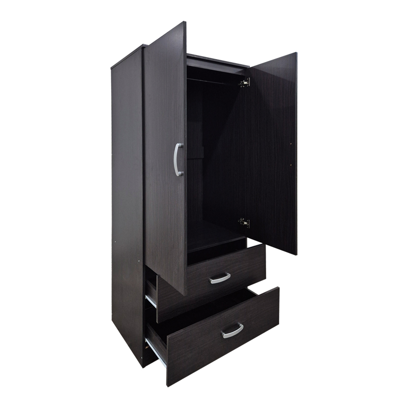 Ντουλάπα δίφυλλη με 2 συρτάρια Alvia pakoworld wenge 80x51.5x180εκ 2