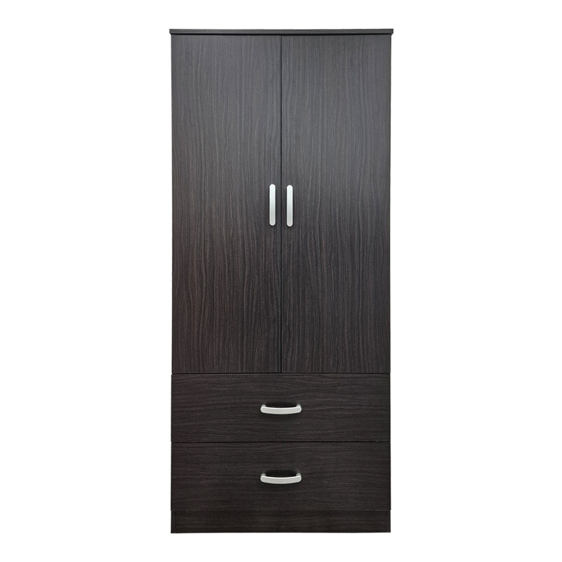 Ντουλάπα δίφυλλη με 2 συρτάρια Alvia pakoworld wenge 80x51.5x180εκ 4