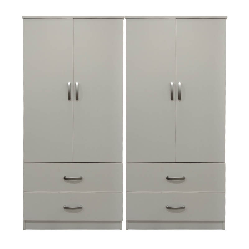 Ντουλάπα τετράφυλλη με συρτάρια Athos pakoworld λευκή 160x42x180εκ 2