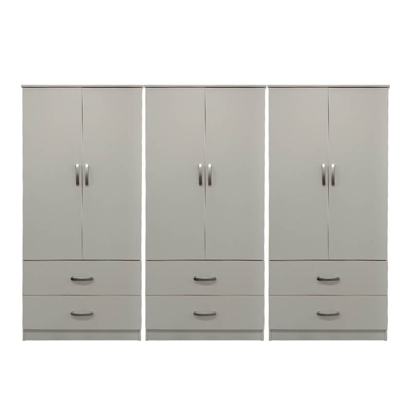 Ντουλάπα εξάφυλλη με συρτάρια Athos pakoworld λευκή 240x42x180εκ 2