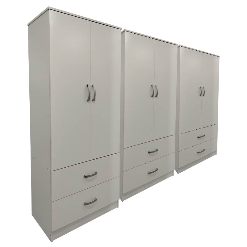 Ντουλάπα εξάφυλλη με συρτάρια Athos pakoworld λευκή 240x42x180εκ 3