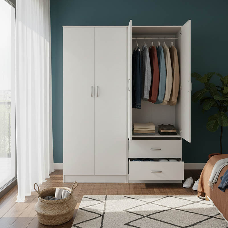 Ντουλάπα τετράφυλλη Athos pakoworld λευκή 160x42x180εκ 1