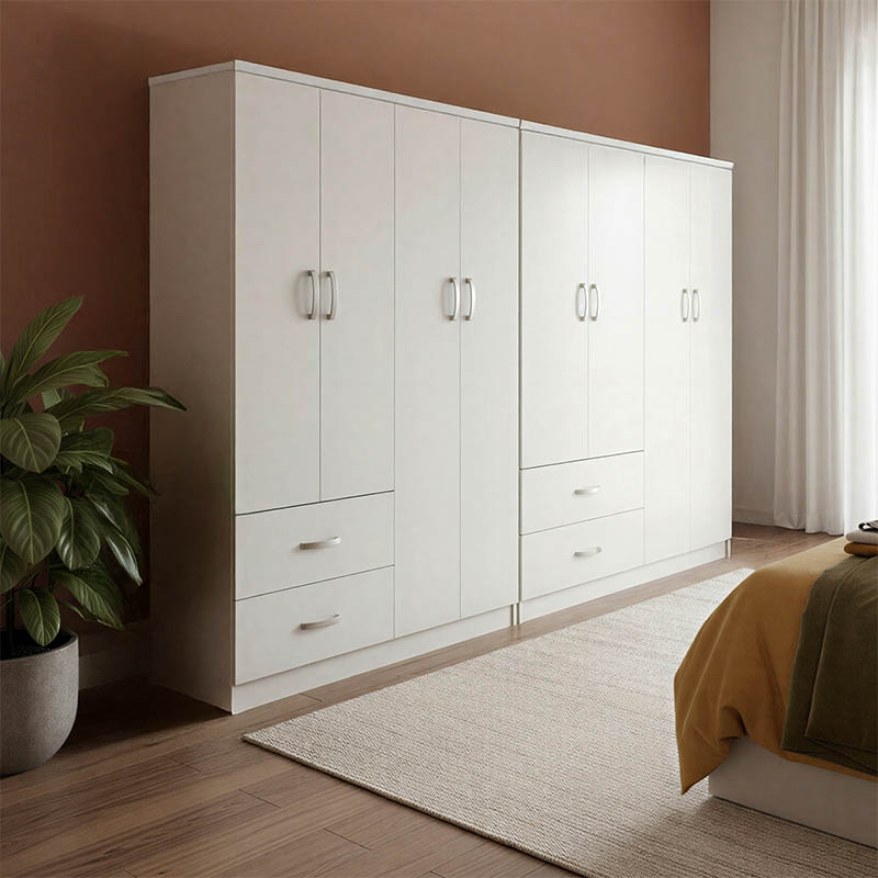 Ντουλάπα οχτάφυλλη Athos pakoworld λευκή 241x42x181εκ 1
