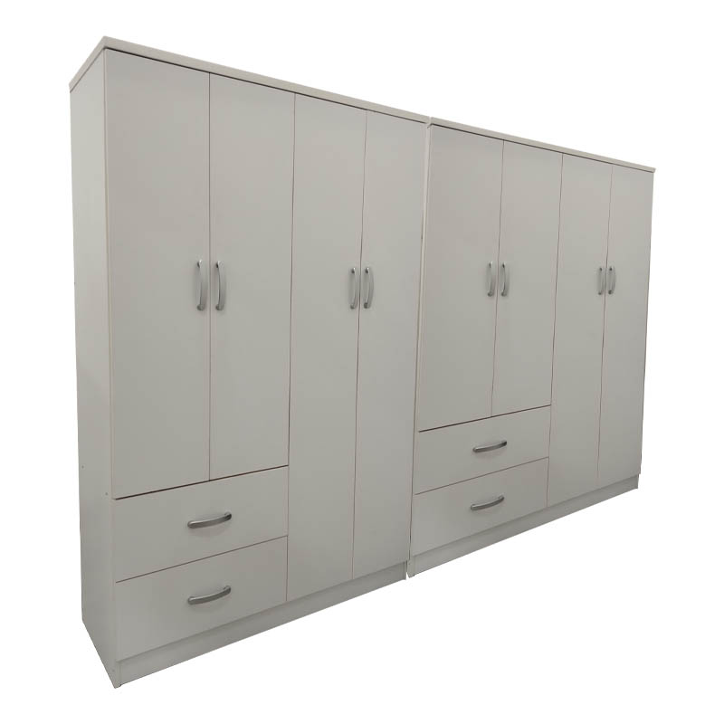 Ντουλάπα οχτάφυλλη Athos pakoworld λευκή 241x42x181εκ 2