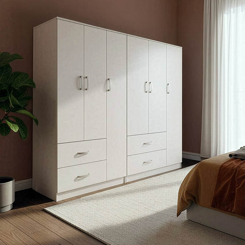 Ντουλάπα εξάφυλλη Athos pakoworld λευκή 180x42x180εκ 1