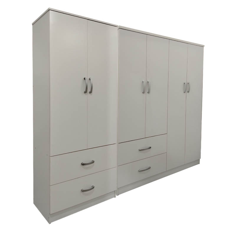 Ντουλάπα εξάφυλλη Athos pakoworld λευκή 200,5x42x180εκ 2
