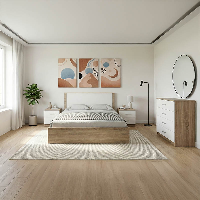 Σετ Κρεβατοκάμαρας Athos Sonoma Λευκό με Κρεβάτι 160x200εκ Σετ 4τεμ 1