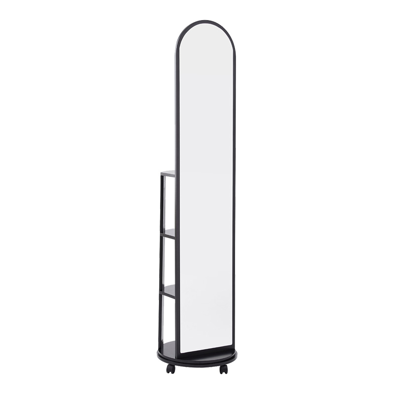 Καθρέπτης τροχήλατος Espero pakoworld mdf με ράφια σε μαύρη απόχρωση Φ34x170εκ 1