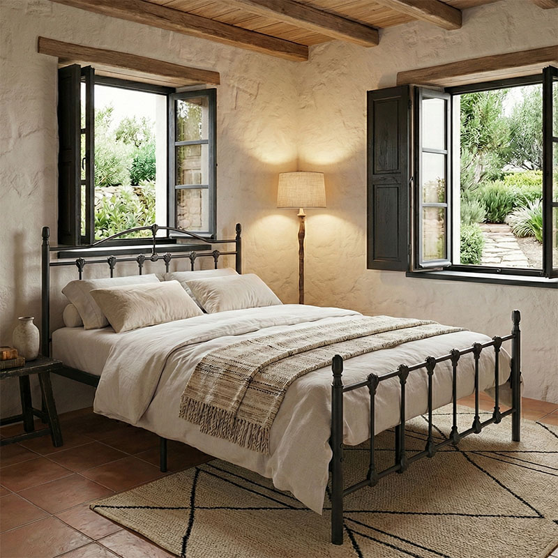 Κρεβάτι Wotso pakoworld μεταλλικό σε μαύρη απόχρωση 150x200εκ 1