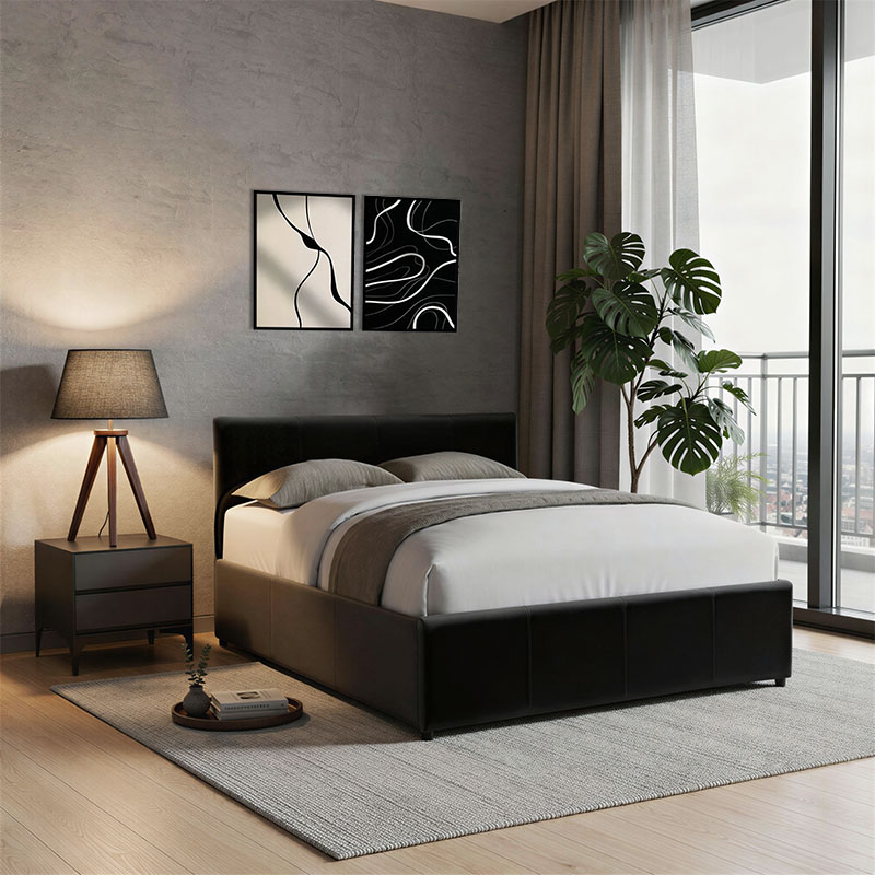 Κρεβάτι Dellia pakoworld με αποθηκευτικό χώρο pu μαύρο 120x200εκ 2