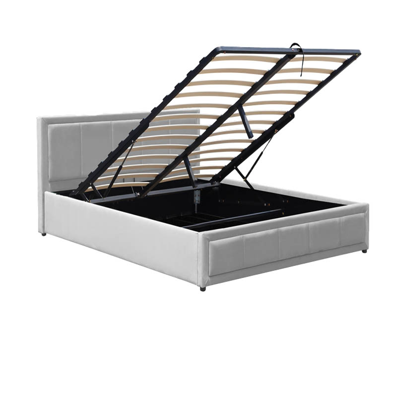 Κρεβάτι Huga pakoworld με αποθηκευτικό χώρο βελούδο γκρι 120x200εκ 3