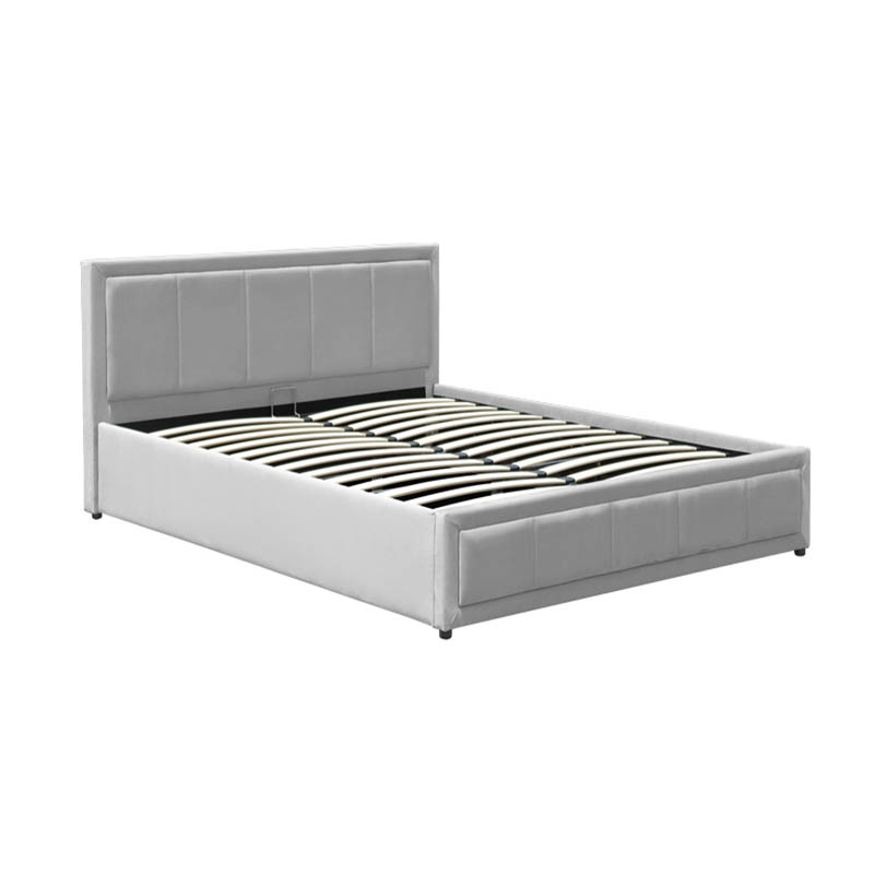 Κρεβάτι Huga pakoworld με αποθηκευτικό χώρο βελούδο γκρι 120x200εκ 4