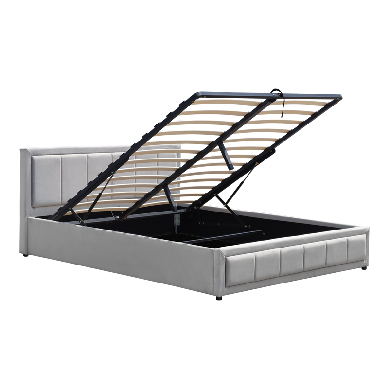 Κρεβάτι Huga pakoworld με αποθηκευτικό χώρο βελούδο γκρι 160x200εκ 3