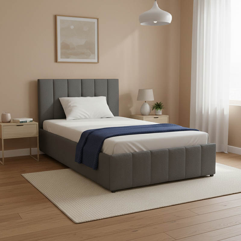 Κρεβάτι Snuggle pakoworld με αποθηκευτικό χώρο βελούδο ανθρακί 120x200εκ 2