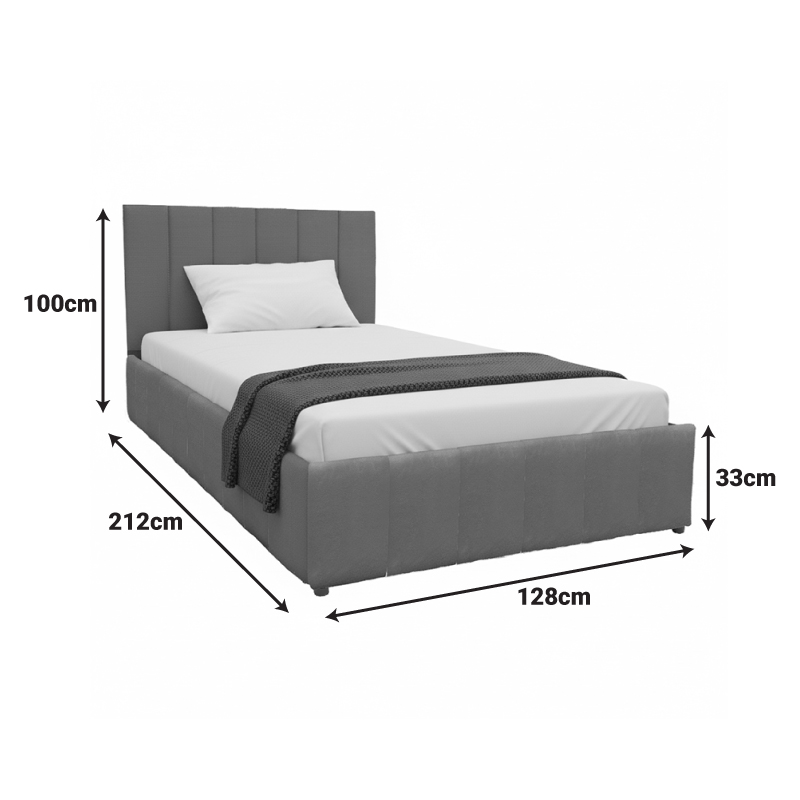 Κρεβάτι Snuggle pakoworld με αποθηκευτικό χώρο βελούδο ανθρακί 120x200εκ 4