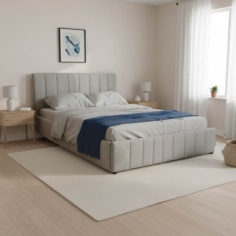 Κρεβάτι Snuggle pakoworld με αποθηκευτικό χώρο ύφασμα γκρι 160x200εκ 2